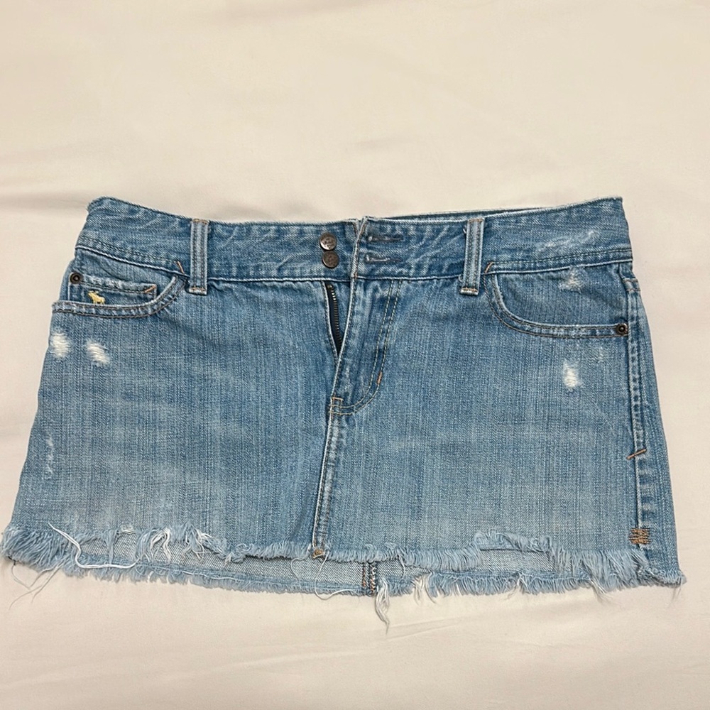 Abercrombie Denim Frayed Hem Mini Skirt